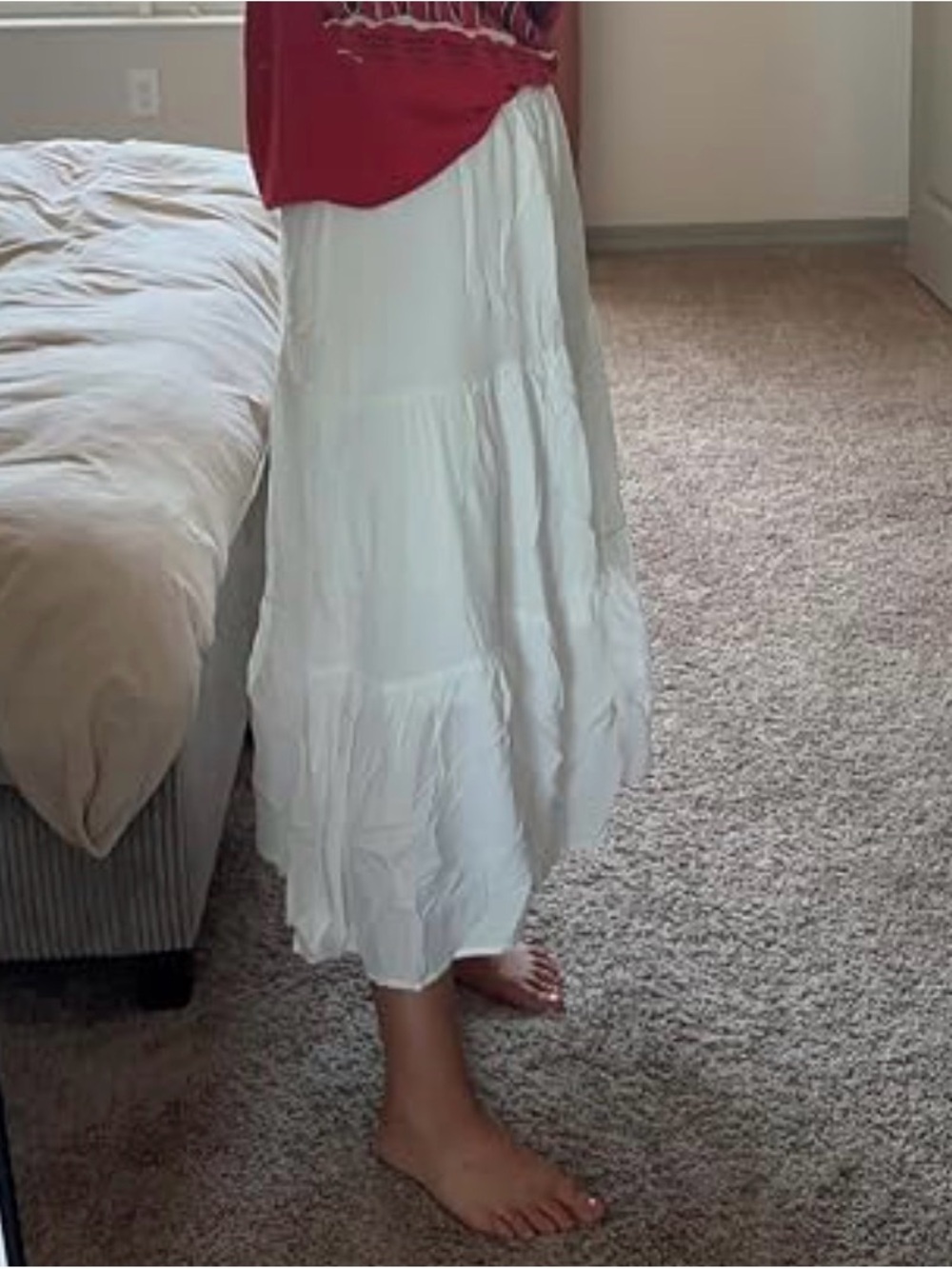 Amazon White Tiered Maxi Skirt